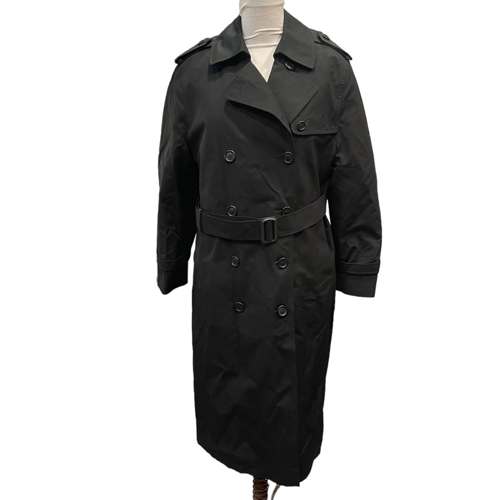 New Womens 0P Black Anchor Uniform 261LT Darien Classic Double Breasted Raincoat